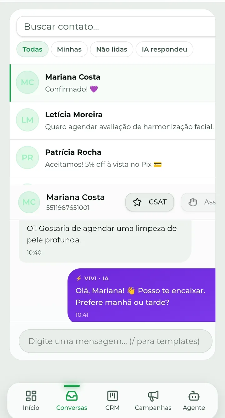 Tela de conversas do Zapidez com a IA respondendo um cliente