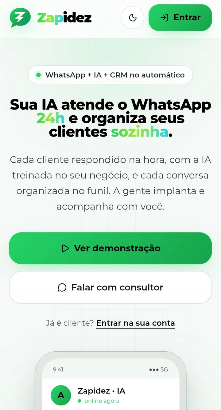 Página inicial do Zapidez